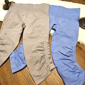 lululemon athletica Heather Gray and Sky Blue Leggings